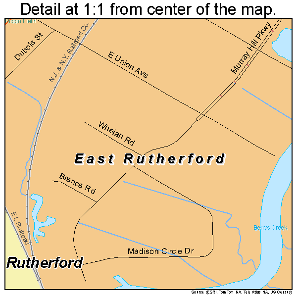 East Rutherford, New Jersey road map detail