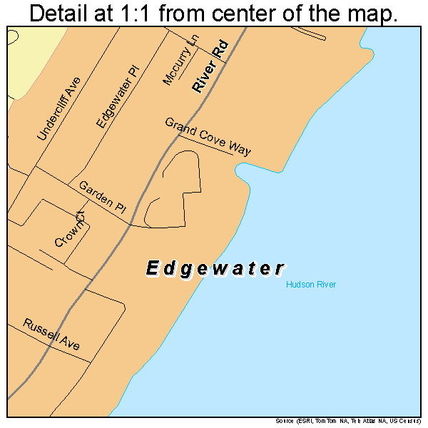 Edgewater, New Jersey road map detail
