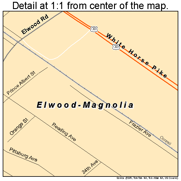 Elwood-Magnolia, New Jersey road map detail