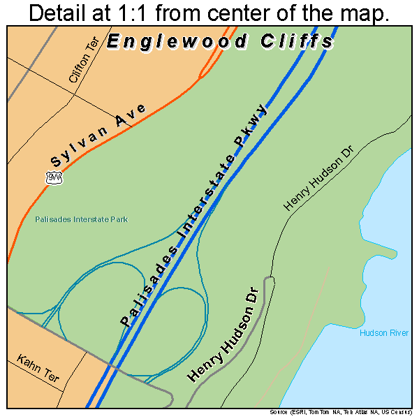 Englewood Cliffs, New Jersey road map detail