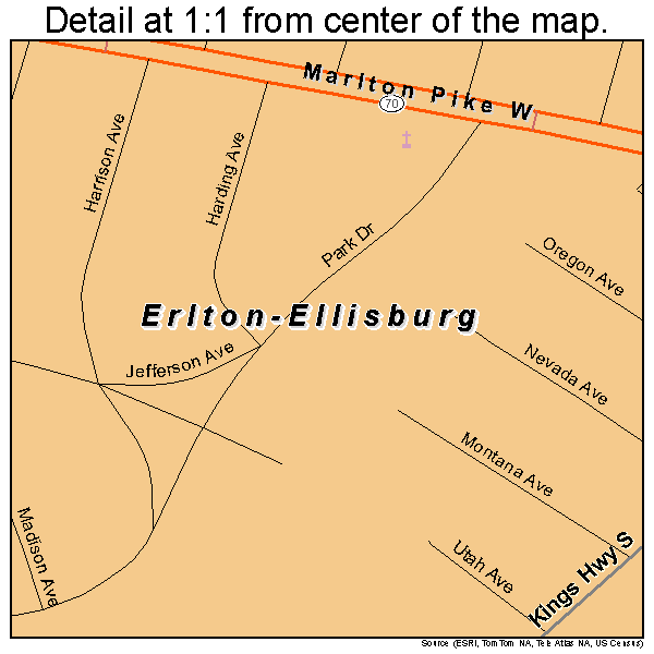 Erlton-Ellisburg, New Jersey road map detail
