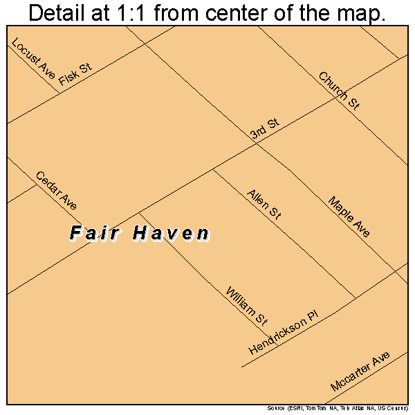 Fair Haven, New Jersey road map detail