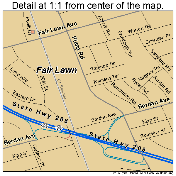 Fair Lawn, New Jersey road map detail