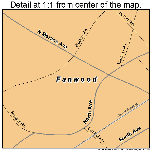 Fanwood, New Jersey road map detail