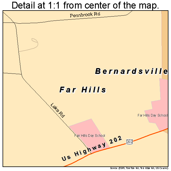 Far Hills, New Jersey road map detail