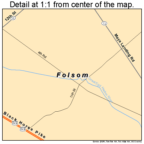 Folsom, New Jersey road map detail
