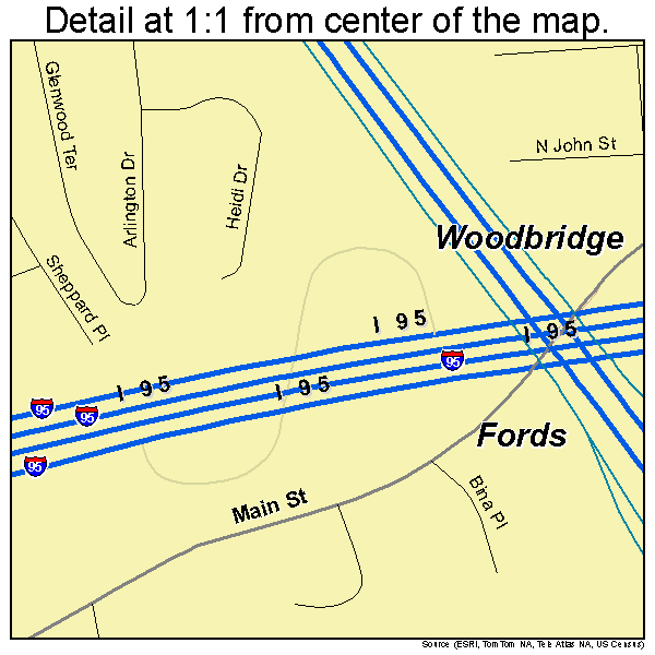 Fords, New Jersey road map detail