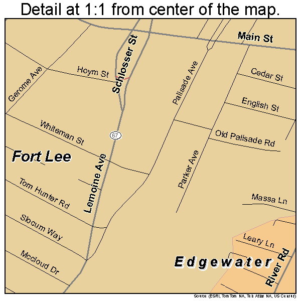 Fort Lee, New Jersey road map detail