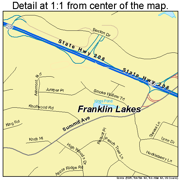 Franklin Lakes, New Jersey road map detail