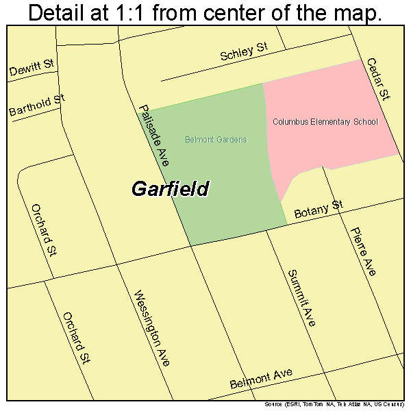 Garfield, New Jersey road map detail