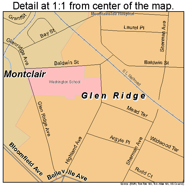 Glen Ridge, New Jersey road map detail