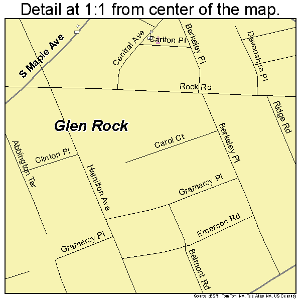 Glen Rock, New Jersey road map detail
