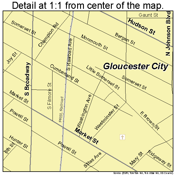 Gloucester City, New Jersey road map detail