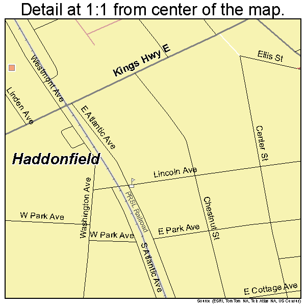 Haddonfield, New Jersey road map detail