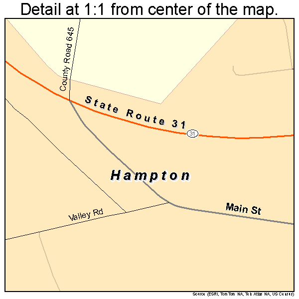 Hampton, New Jersey road map detail