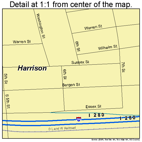 Harrison, New Jersey road map detail