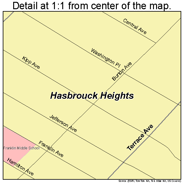 Hasbrouck Heights, New Jersey road map detail