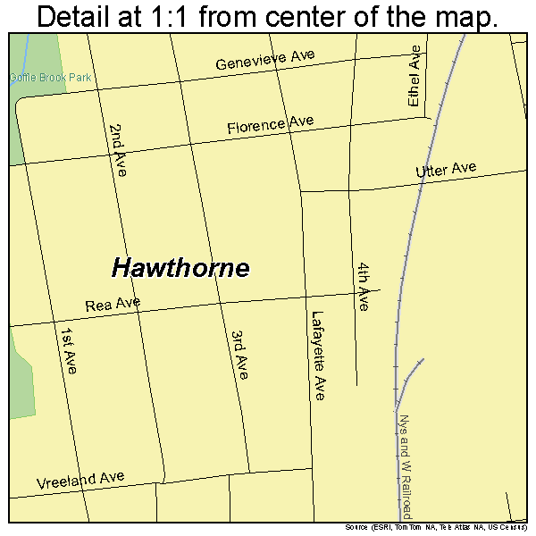 Hawthorne, New Jersey road map detail