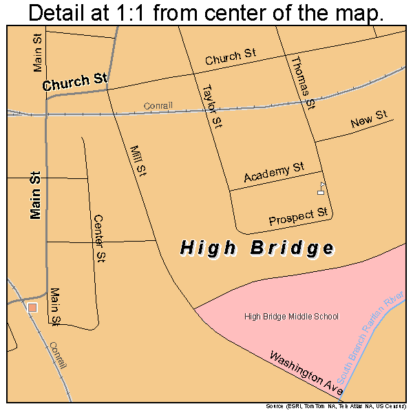 High Bridge, New Jersey road map detail