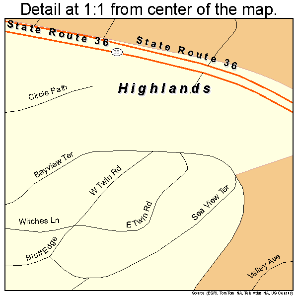 Highlands, New Jersey road map detail