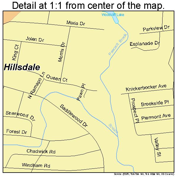 Hillsdale, New Jersey road map detail