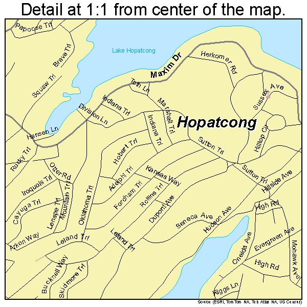 Hopatcong, New Jersey road map detail