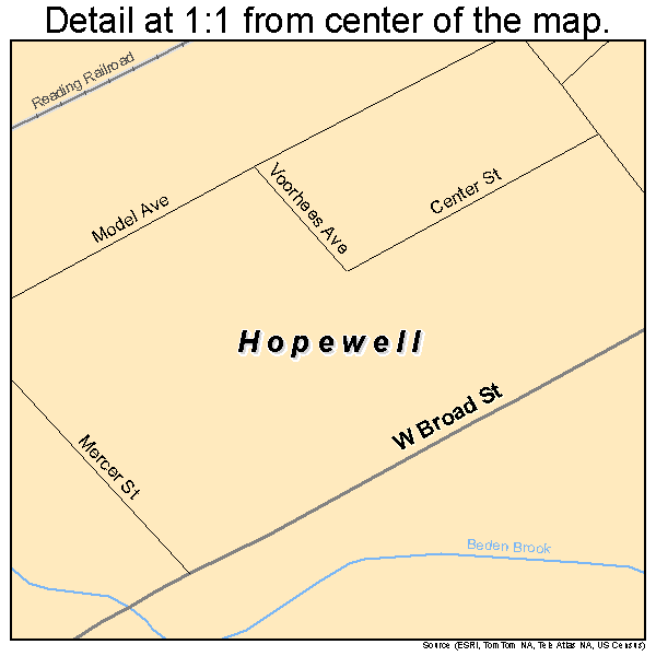 Hopewell, New Jersey road map detail