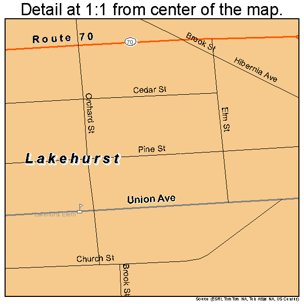 Lakehurst, New Jersey road map detail
