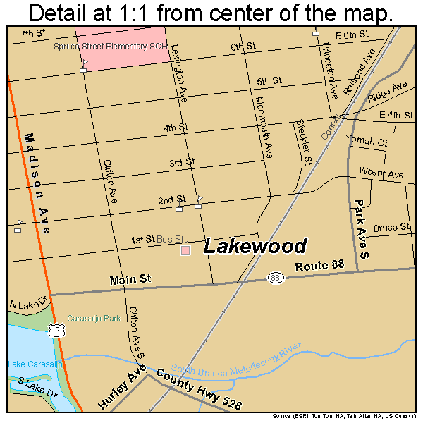 Lakewood, New Jersey road map detail