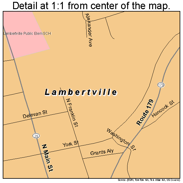 Lambertville, New Jersey road map detail