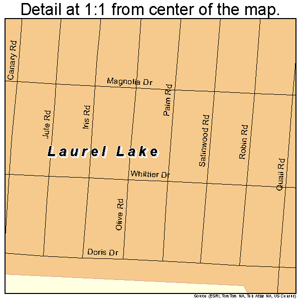 Laurel Lake, New Jersey road map detail