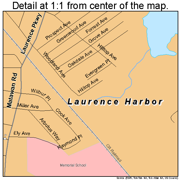 Laurence Harbor, New Jersey road map detail