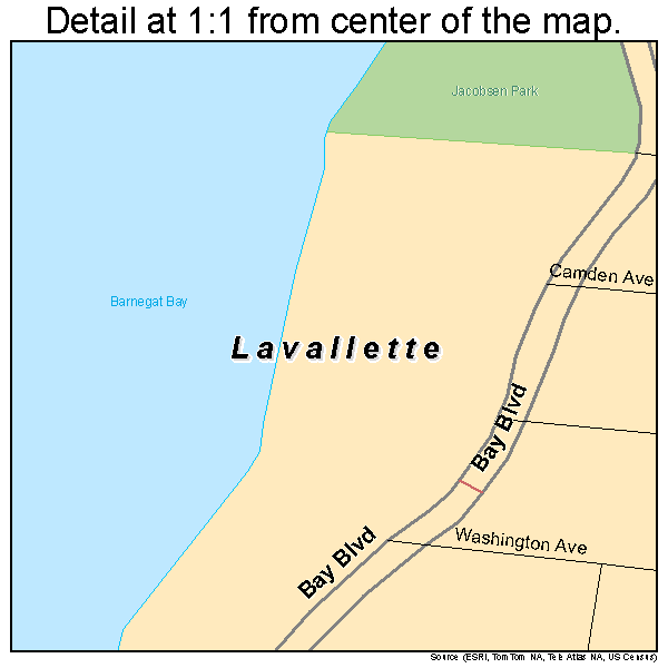 Lavallette, New Jersey road map detail