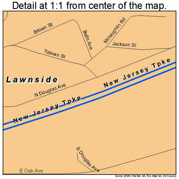 Lawnside, New Jersey road map detail