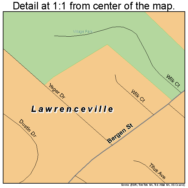 Lawrenceville, New Jersey road map detail