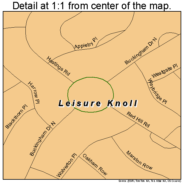 Leisure Knoll, New Jersey road map detail