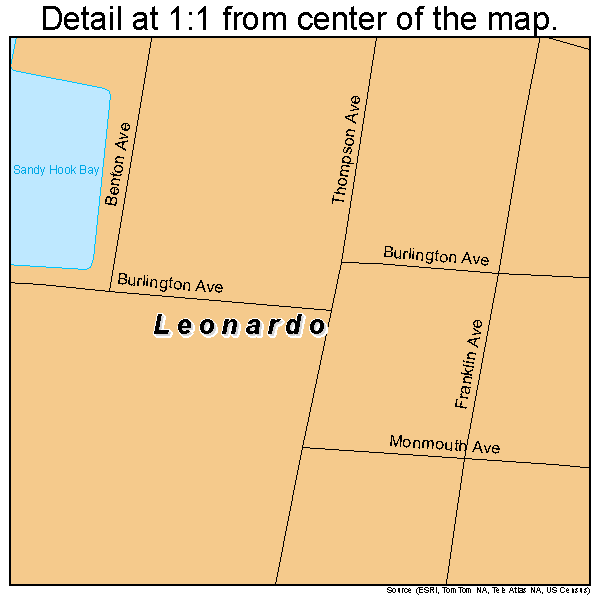 Leonardo, New Jersey road map detail