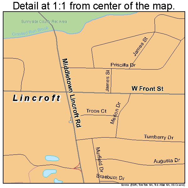 Lincroft, New Jersey road map detail