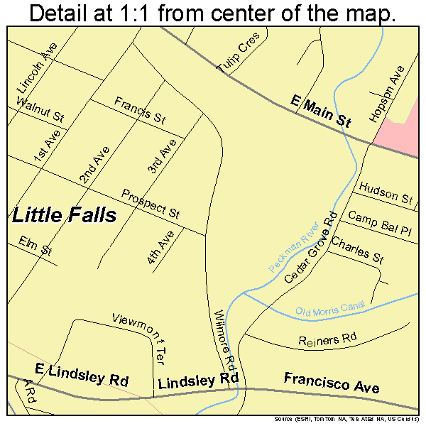 Little Falls, New Jersey road map detail