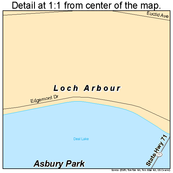 Loch Arbour, New Jersey road map detail