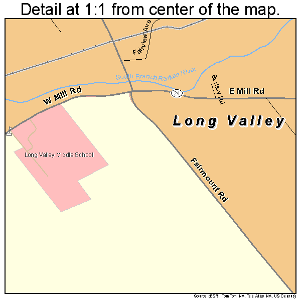 Long Valley, New Jersey road map detail