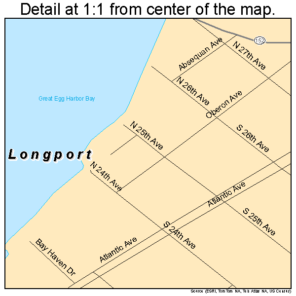 Longport, New Jersey road map detail