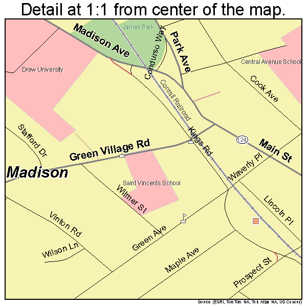 Madison, New Jersey road map detail