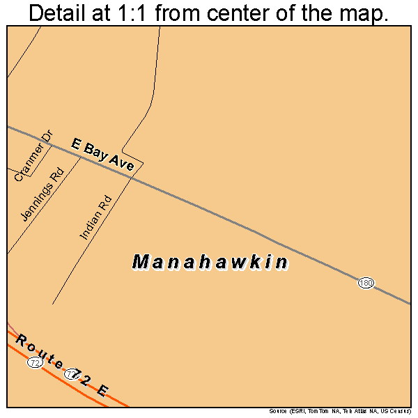 Manahawkin, New Jersey road map detail