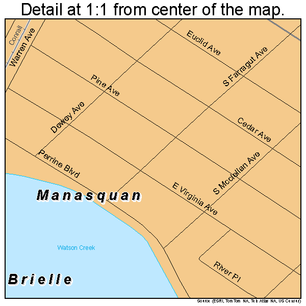 Manasquan, New Jersey road map detail