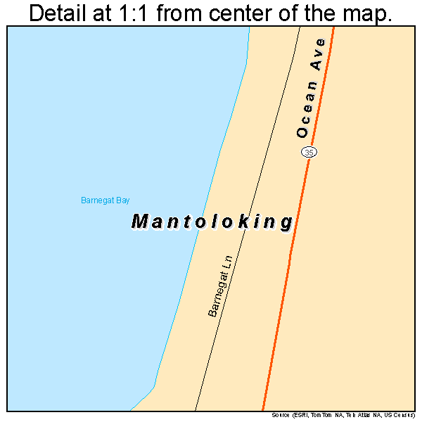 Mantoloking, New Jersey road map detail