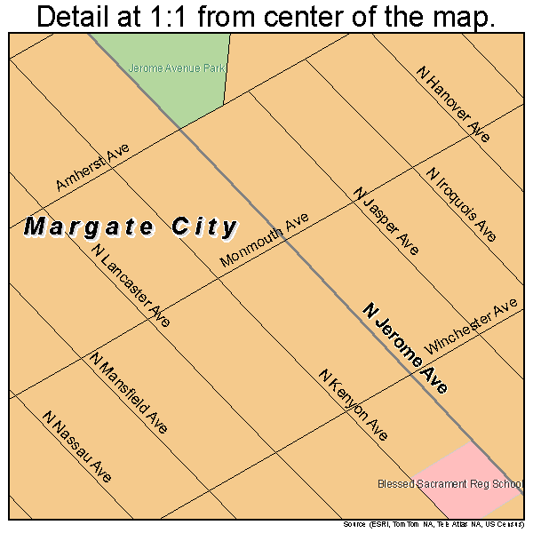 Margate City, New Jersey road map detail