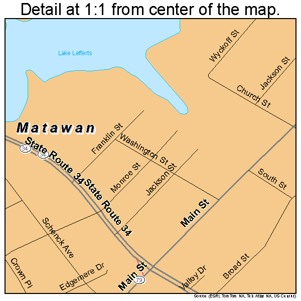 Matawan, New Jersey road map detail
