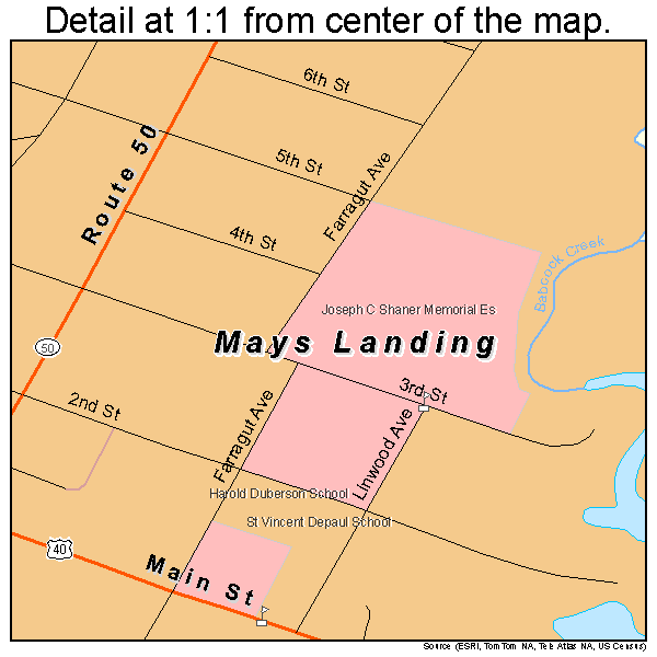 Mays Landing, New Jersey road map detail