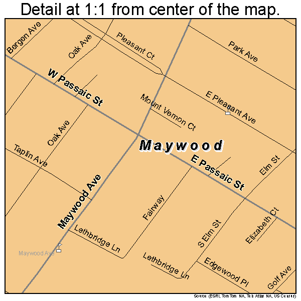Maywood, New Jersey road map detail